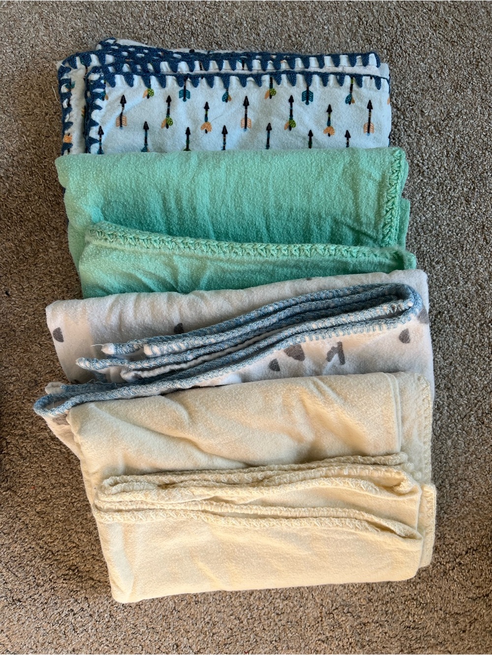 Baby flannel blanckets with crochet edging - set of 4